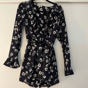 LF Navy Floral Romper Long Sleeves